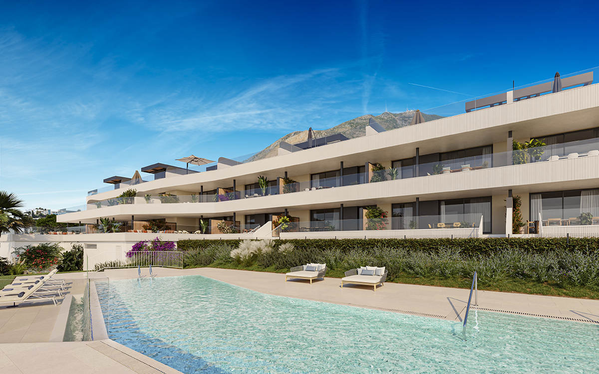 74 bostäder med 2 och 3 sovrum med garage och förråd i Benalmádena, Malaga