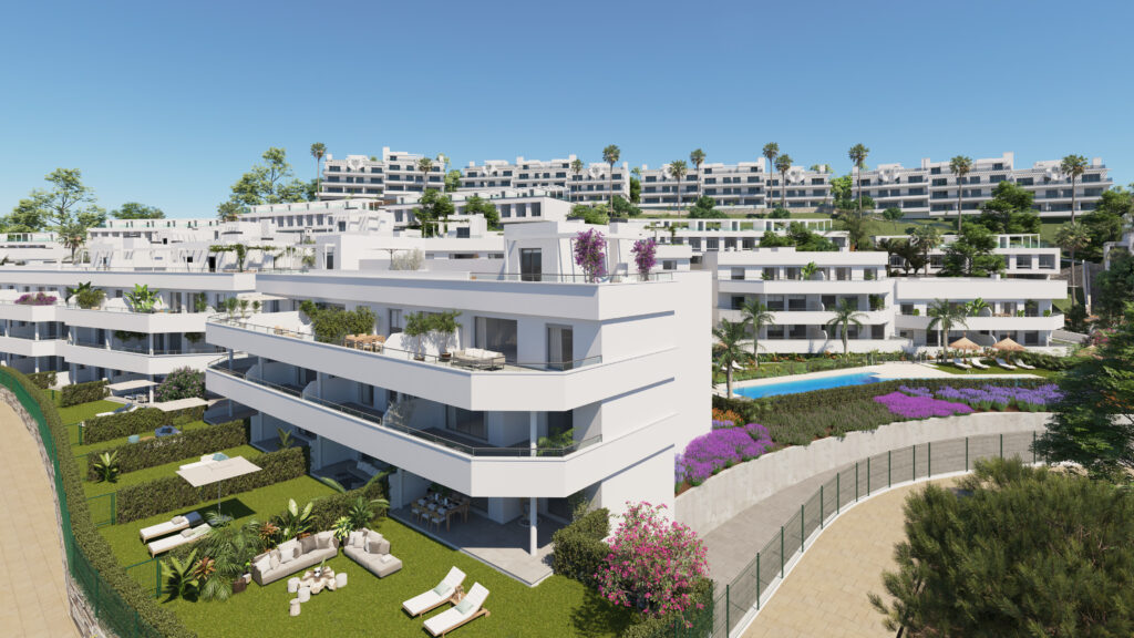 Bostadsområdet med exklusiva enfamiljs- och flerfamiljshus i Estepona