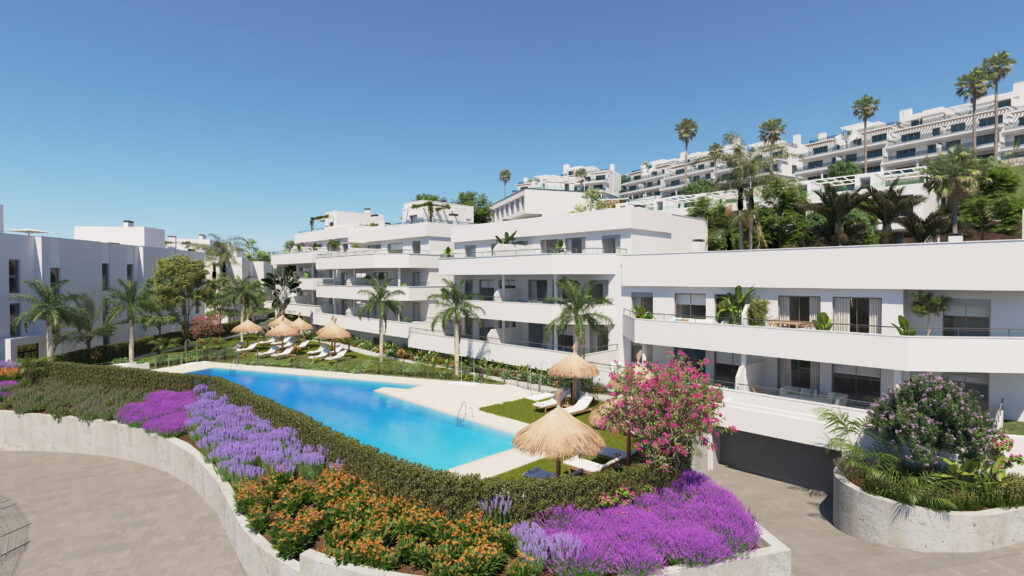 Bostadsområdet med exklusiva enfamiljs- och flerfamiljshus i Estepona